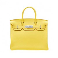 Hermes Birkin sac 25 Soleil/Yellow Togo leather Silver hardware
